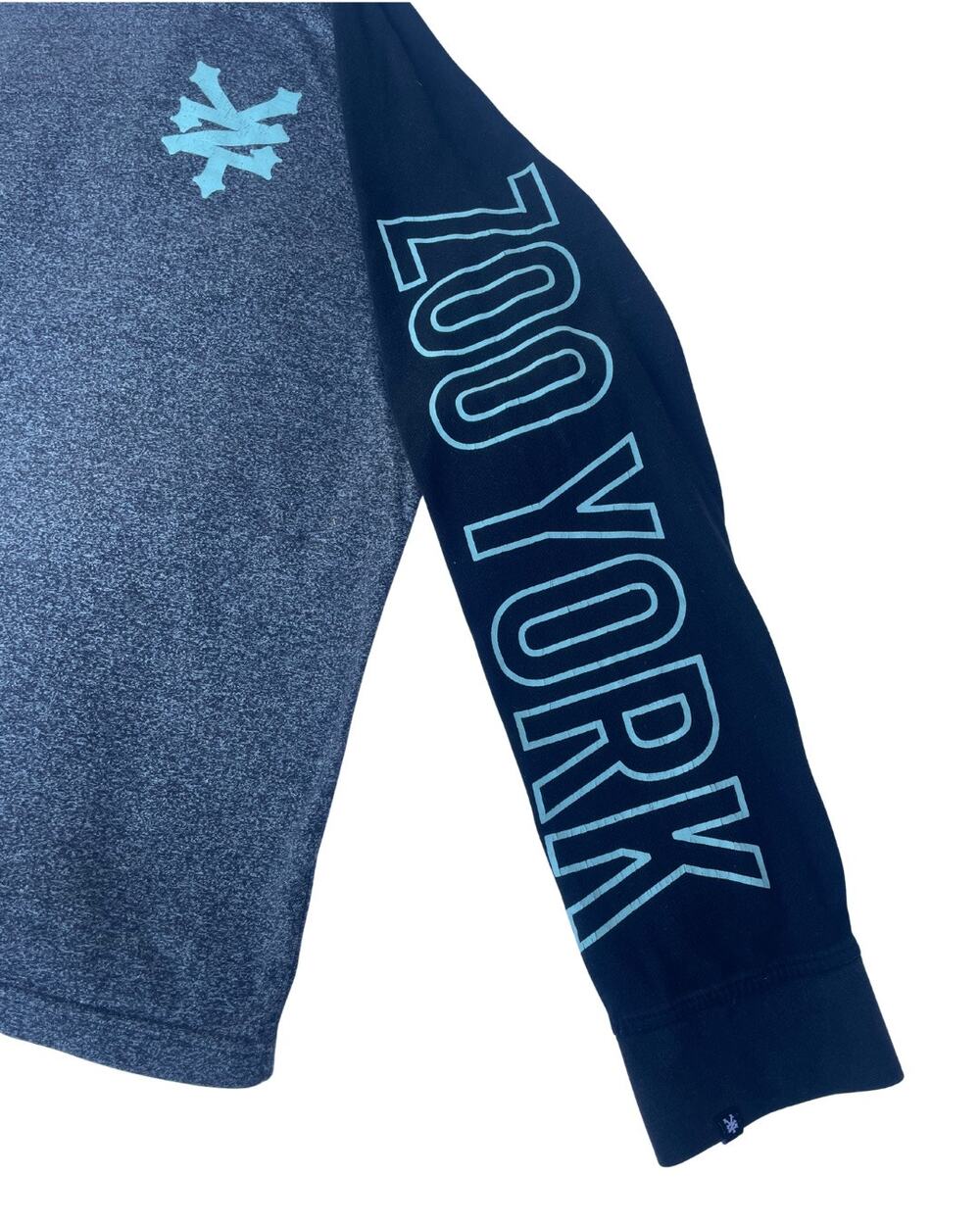 Zoo York Mens 2XL Raglan Long Sleeve Shirt Gray Black Aqua Sleeve Logo